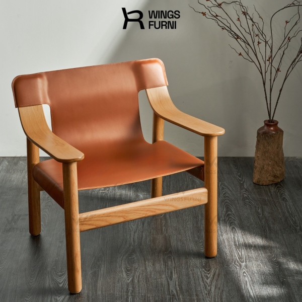 Bernard Lounge Chair – Ghế thư giãn gỗ sồi bọc da yên ngựa