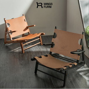 Hunting Chair – Ghế gỗ sồi bọc da & dây đan thủ công