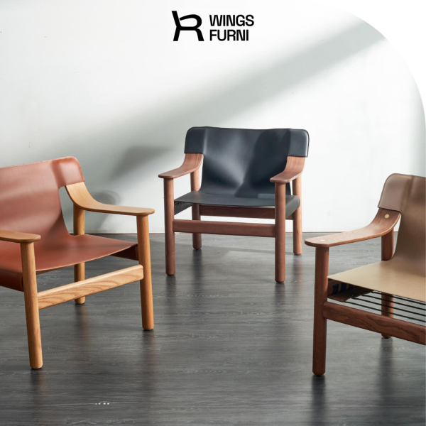 Bernard Lounge Chair – Ghế thư giãn gỗ sồi bọc da yên ngựa