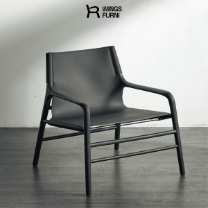 Soul Lounge Chair – ghế lounge da sang trọng, khung gỗ sồi Mỹ, tone màu đen tinh tế, phù hợp không gian làm việc hiện đại